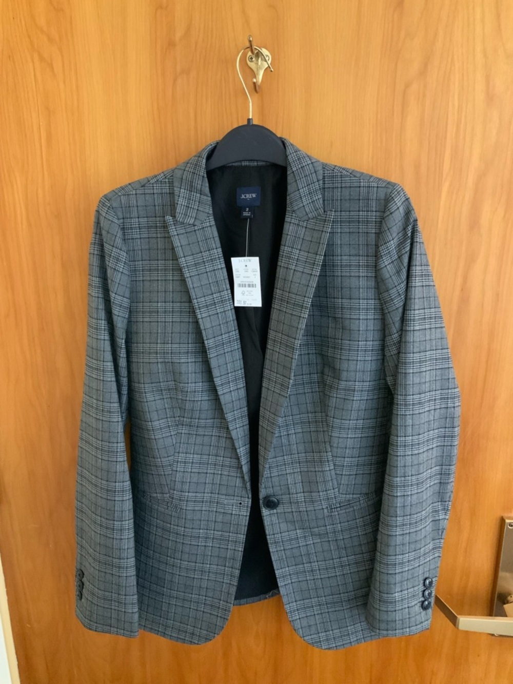 JCrew Gray Plaid  Woman’s Single-Button Blazer NWT